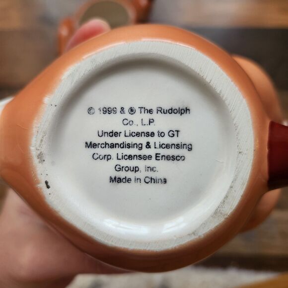 Lot 2 Enesco Rudolph & Clarice Reindeer Island Of Misfit Toys Christmas Mugs Vtg - Picture 14 of 15